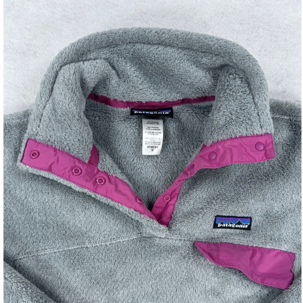 Patagonia Re-Tool Snap-T Fleece Pullover Gray Pink Womens Medium 25442